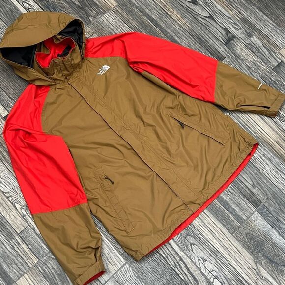 🔥🔥 THE NORTH FACE HyVENT Jacket Hooded Men’s Sz Large - Tan & Reddish Orange - Picture 3 of 16